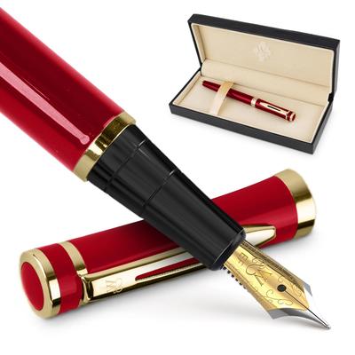 Wordsworth & Black Набор перьевых ручек, 18-каратное сверхтонкое скользящее перо, в комплект входят 24 картриджа с чернилами, заправочный конвертер и подарочная коробка, золотое покрытие, Calligr