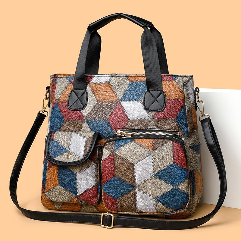 Vintage Washed Leather Biker Shoulder Crossbody Bag Women Soft Leather Mummy Bag Trendy Two Pockets