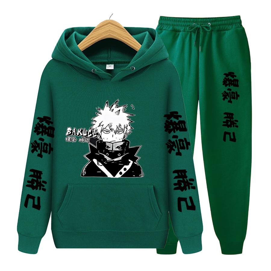 Женский комплект из 2 предметов с длинными рукавами, японское аниме «My Hero Academia Katsuki Bakugo», толстовка с капюшоном, одежда унисекс, толстовка