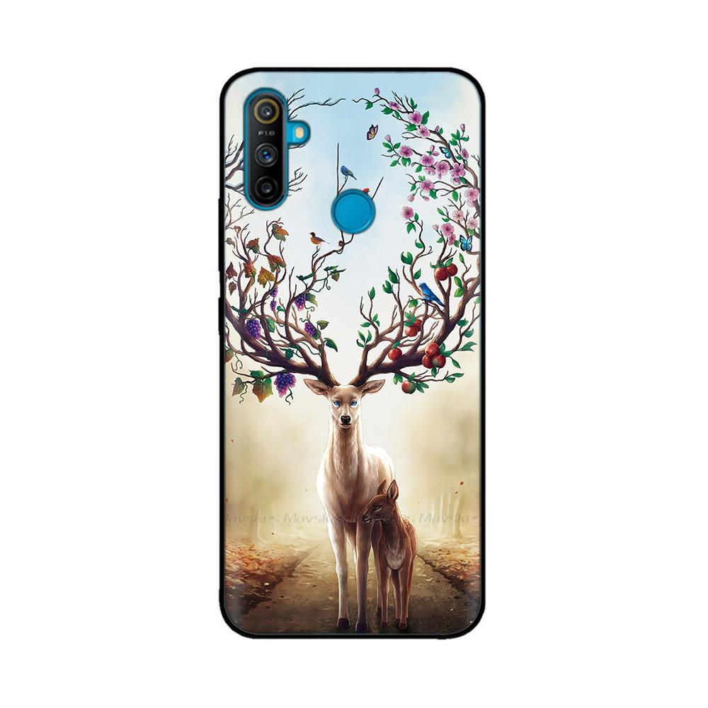 Чехол для Realme C3 Мягкий Черный Силикон ТПУ Узорчатая Задняя Крышка Для OPPO Realme C3 RMX2020 C 3 RealmeC3 Расписной Чехол для Телефона Fundas