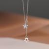 925 Sterling Silver 14k Gold Plated Zircon Necklace for Women Star Double Pendant Clavicle Chain Simple Temperament Jewelry