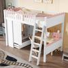 Loft Bed 90x200 Children's Bed Girl Youth Bed Wardrobe Drawers LED Bed Frame Slatted Frame Pine Wood EN747 Certified White