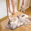 Floor Mat 3D Cartoon Cat Pattern Rug Non-Slip Backing Easy Maintenance Living Room Rug