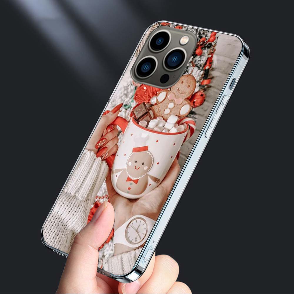 Зимний Кофе Рождественский Чехол Для Телефона Для Iphone 16E 15 Pro 14 Plus 17E 16 17 Pro Max Air 11 12 13 Mini Ударопрочный Capa Милый Cov
