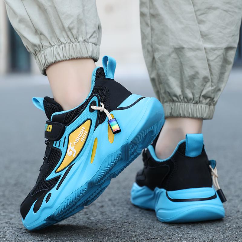 Children Sneakers for Boys Mesh Breathable Running Sports Shoes Kids Girls Flat Casual Shoes Optional Leather Big Size 40