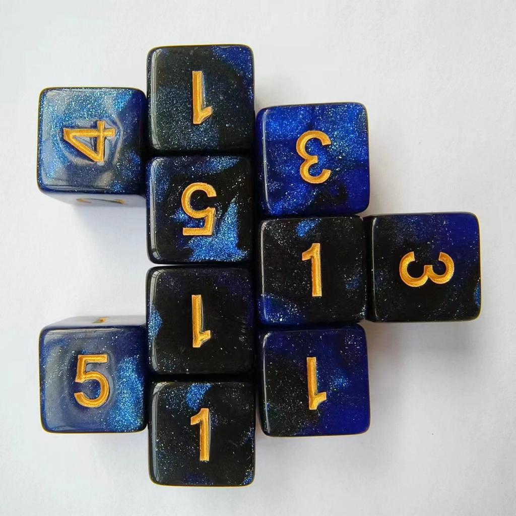 10 шт./набор 16 мм 6-гранные двухцветные цифровые игральные кости звездное небо квадратные акриловые игральные кости Ктулху для настольной игры Dnd COC TRPG набор игральных костей DND