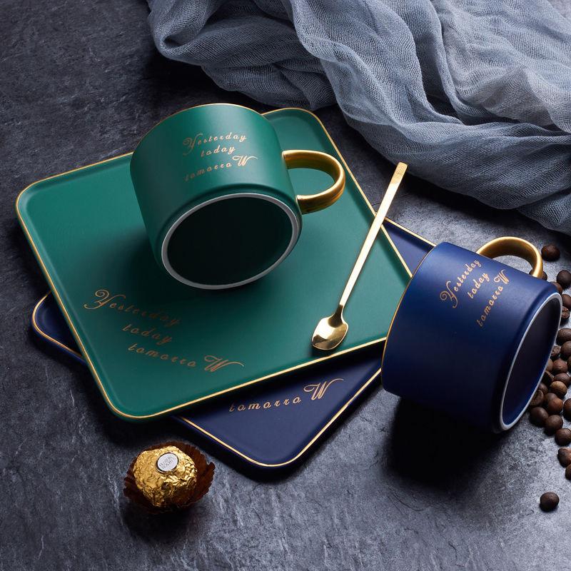 Тарелка для кофейной чашки, набор из двух предметов, однотонная кофейная чашка в скандинавском стиле, керамическая чашка для воды, кружка, чашка для завтрака, чашка для молока, послеобеденный чай