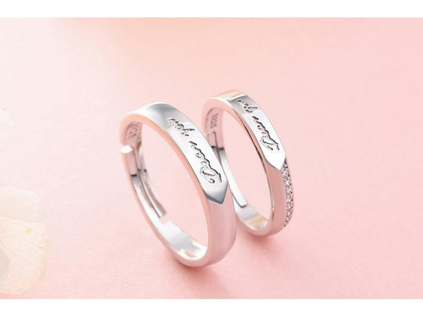 Tonglin S925 Sterling Silver Adjustable Couple Rings - Personalized Wedding Bands for Men & Women.