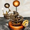 43.18 Cm Retro Brass Orrery Mechanical Model of Solar System Nautical Sun Earth and Moon with Wooden Base