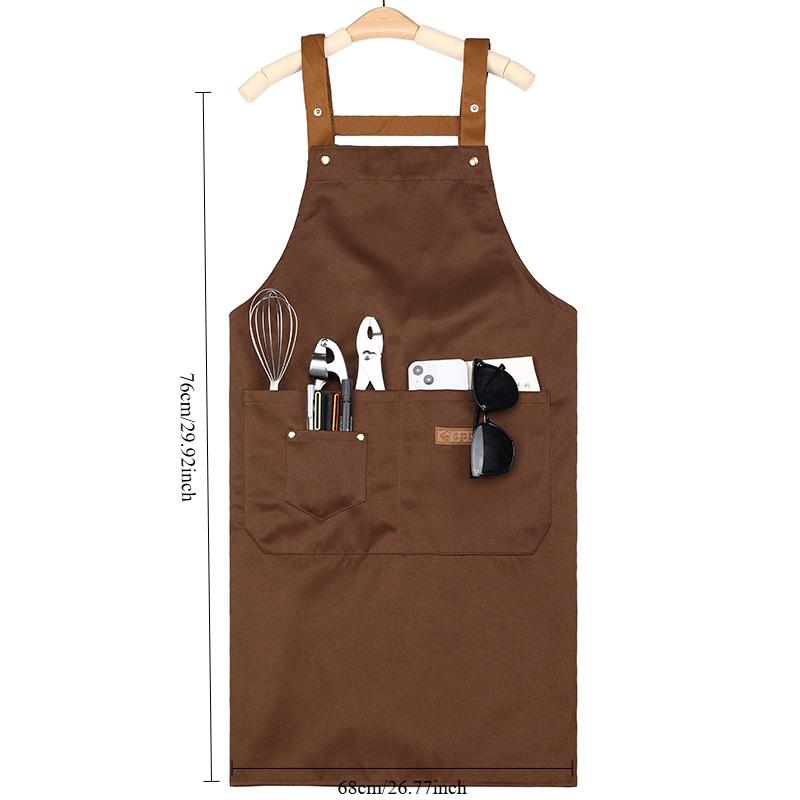 Waterproof and Oil Resistant Solid Color Kitchen Apron Durable with Pockets Suitable for Men and Women Adjustable Work Apron