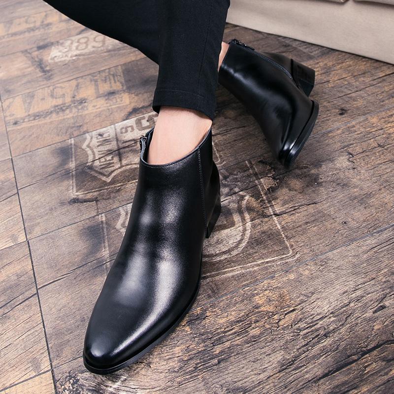 Мужские кожаные ботинки с острым носком, модные дышащие ботильоны, мужские ботинки