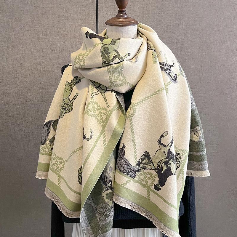 Новый ретро-модный искусственный кашемировый шарф для женщин зимой, утолщенный и теплый для шеи, шаль двойного назначения снаружи