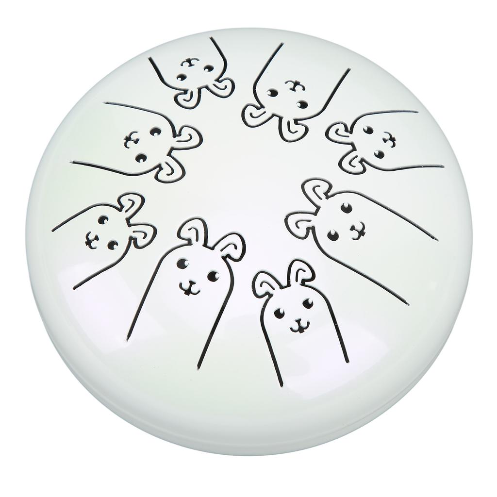Alloy Steel Tongue Drum 8 Note 5.5in Chakra Tank Ethereal Lotus Handpan White 12 Zodiac Rabbit