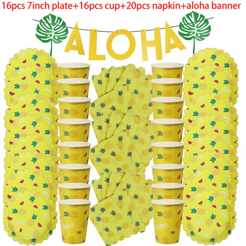 Фламинго гавайская вечеринка украшения Луау одноразовая посуда летние тропические принадлежности для дня рождения свадебное украшение вечеринки