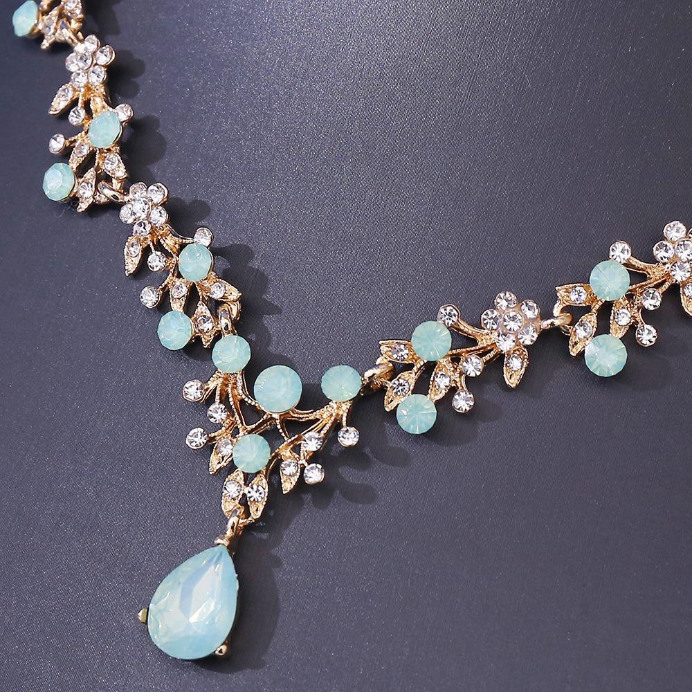 Flower Bridal Jewelry Set Vintage Necklace Earrings Set Exquisite Flower Choker Necklace Set  Women