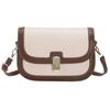 Классическая двухцветная сумка-слинг через плечо для женщин и девушек из кожи бежевого и коричневого цвета