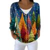 Women's Fashion Long Sleeve Christmas Snowman Snowflake Print Jacket Cardigan