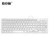 B.O.W HW156S-A Wired Office Keyboard, Ultra-Thin Portable Silent, 96 Keys, Chocolate Keys, White