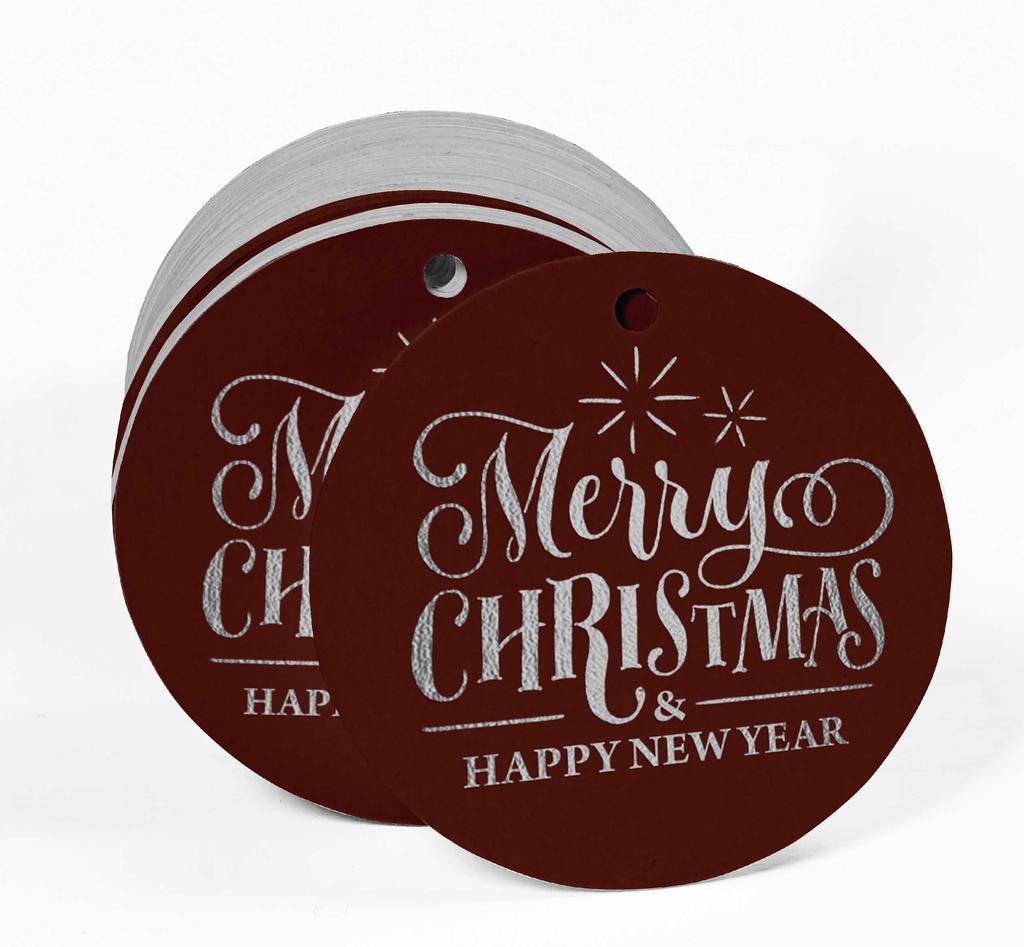 Inkdotpot Pack Of 100 Real Gold Foil Paper Tags Merry Christmas & Happy New Year Text Favor Hang