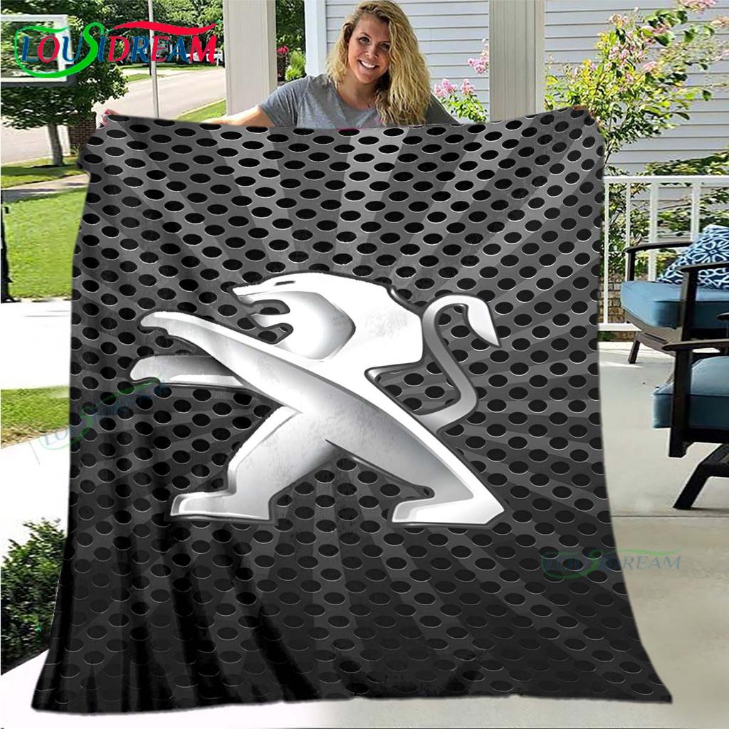 Fashion Car P-Peugeot Logo Blanket Flannel Throw Blanket For Home Bedroom Bed Sofa Picnic Office Hiking Leisure Nap Gift
