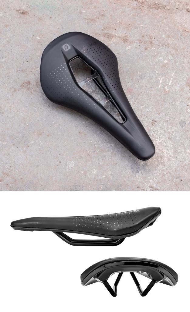 GORIX Saddle Bicycle Road Bike Short Nose Short Saddle Perforated Lightweight Shock Absorption Bicycle Saddle Replacement Stylish Black Cross Gravel
