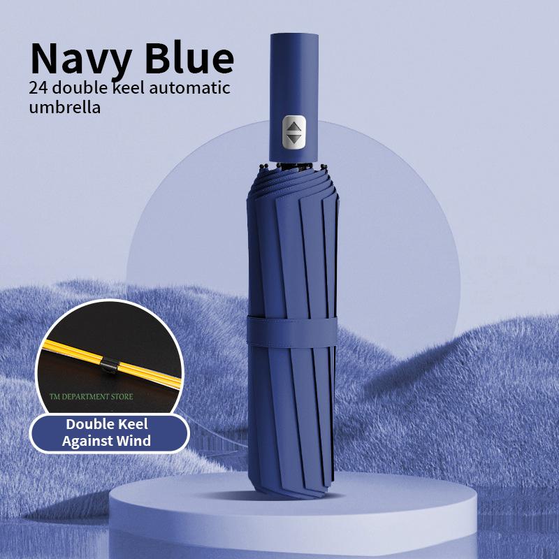 Ветрозащитный зонт с деревянной ручкой, полностью автоматический, большой, 3 складных, двойные ребра, защита от ультрафиолета, для путешествий, дождя, мужчин, женщин, подарок, 32 кости