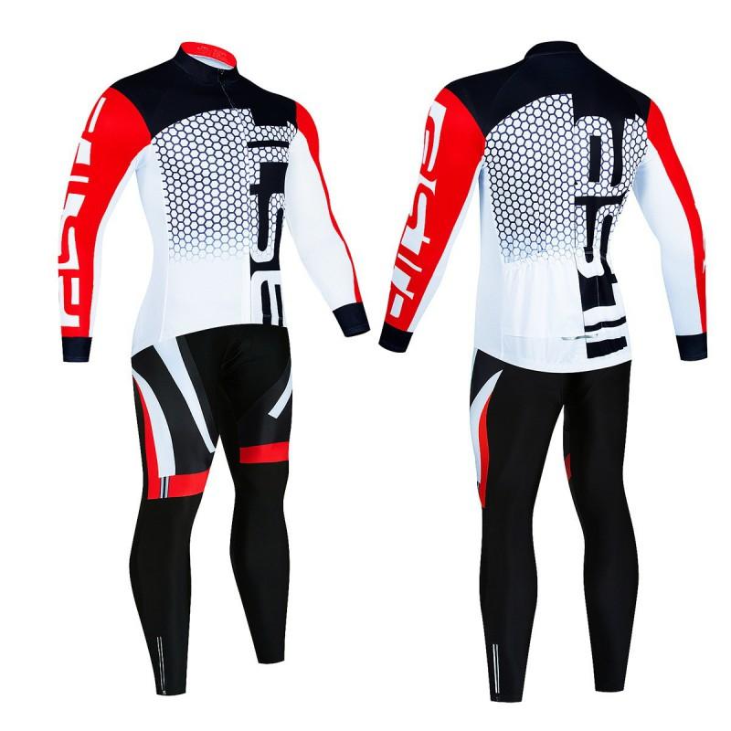 Mens Winter Cycling Jersey Bib Pants Set Breathable Warm Long Sleeve Thermal Kit Road Bike Riding