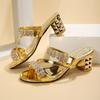Летние новые женские сандалии и тапочки 2024 года с сексуальной обувью для вечеринок, женские слипоны с открытым носком, стразами, на высоком каблуке, Sandalias Mujer