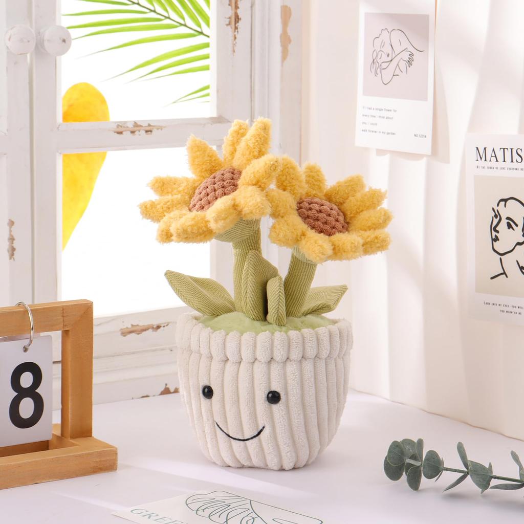 Apricot Lamb Potted Sunflower Plush Toy for Soft and Fluffy Potted Sunflower for Girls and 23cm Kids, Cute, Boys,