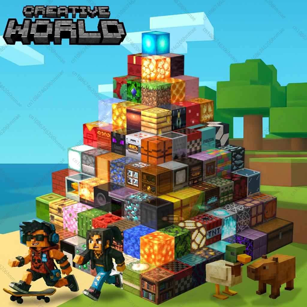Магнитные кубики Mine World Наборы магнитных кубиков для мальчика девочки ребенка Возраст 3+ DIY Пиксельный стиль Основание для модели STEM Игрушка Основание