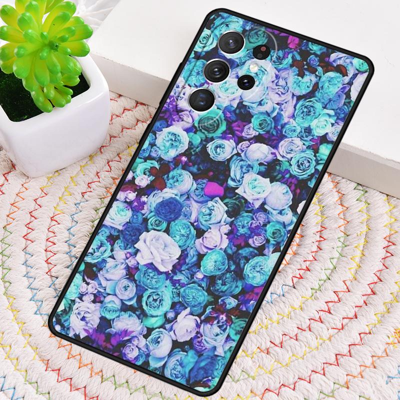 Синий чехол для телефона с цветами для Samsung Galaxy note 10 pro S26 Ultra S23 S24 FE S25 S21 S22 PLUS противоударный