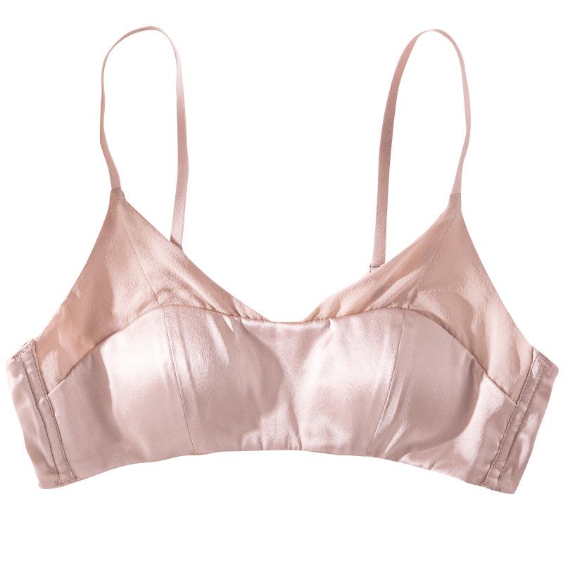 Бюстгальтер из шелка с треугольными чашками для женщин - легкий шелковичный атлас без содержания стали