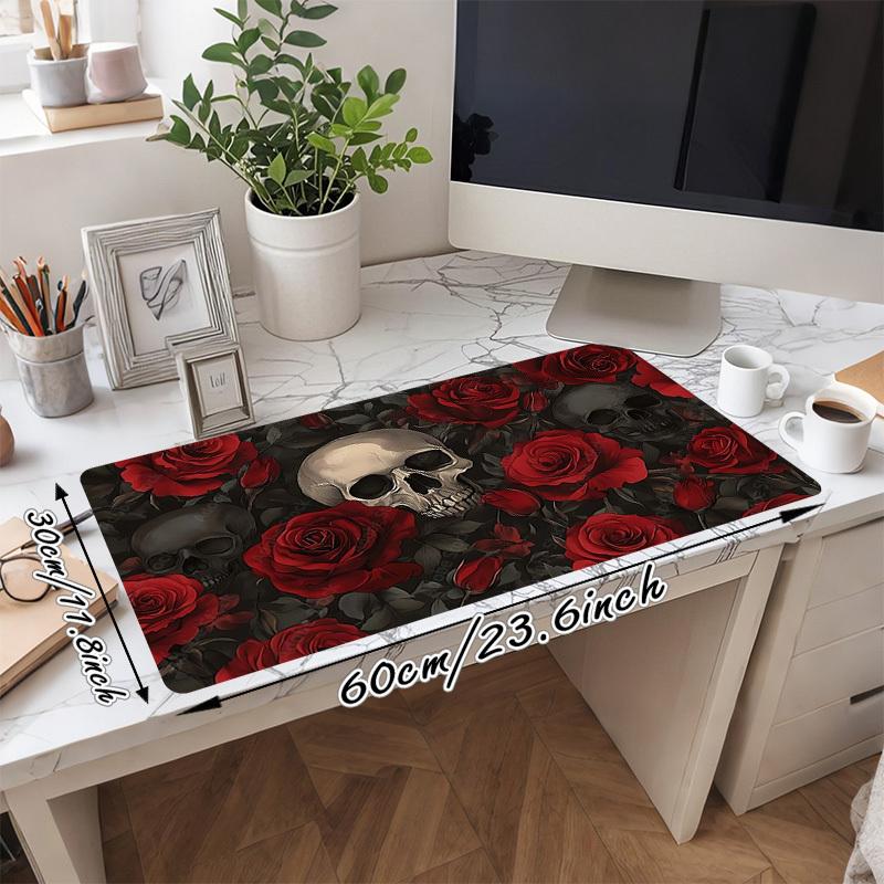 1PC Skull Roses Large Durable Mouse Pad Suitable for Office Desks, Gaming Desktops.Non-Slip Back P69