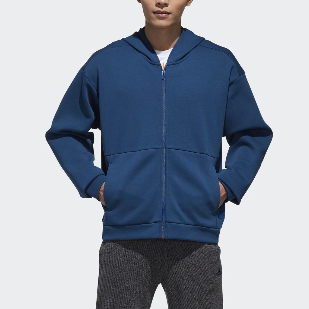 Adidas M S2S SPC HD Letter Hooded Zip Long Sleeve Jacket Men Jacket Blue DV3338