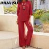 Big Size Women's Solid Colour Vintage Pants Suit Cotton Linen Casual Long Sleeve Loose Cotton Suit