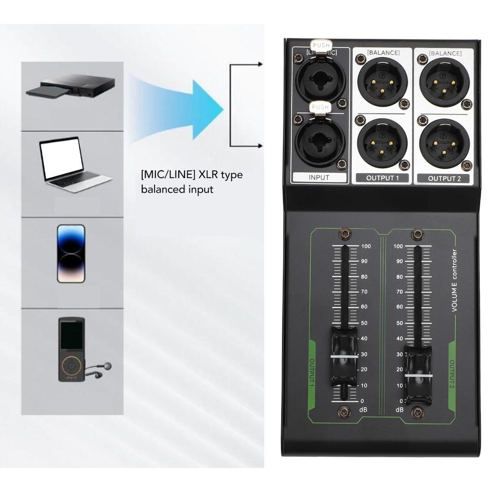 1 Stereo Input + 2 Stereo Output Passive Volumes Controller Studio Audio System