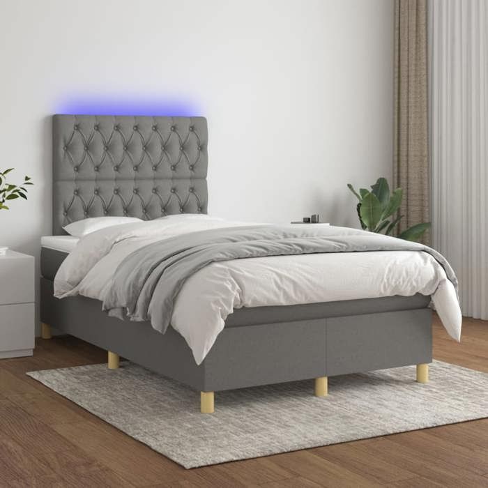 Maison Exclusive - Sommier à lattes de lit et matelas et LED Gris foncé 120x200 cm