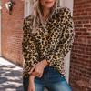 Women's Fashion Leopard Print Long-Sleeved Stand-up Collar Zipper Coat Tops