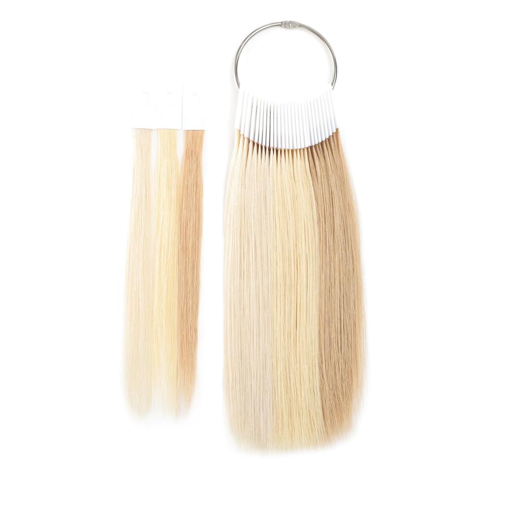 BUMMSEVEN Natural Human Hair Bundle Color Set of 3 10 Pieces of each approx 20cm Hairdresser Color Hair Color Color Dye Color Chart 100% Test, Colors,