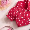 6M-3Y Children's Polka Dot Lapel Bubble Short-sleeved Jacket + Halter Bow Saree Girls Skirt Suit