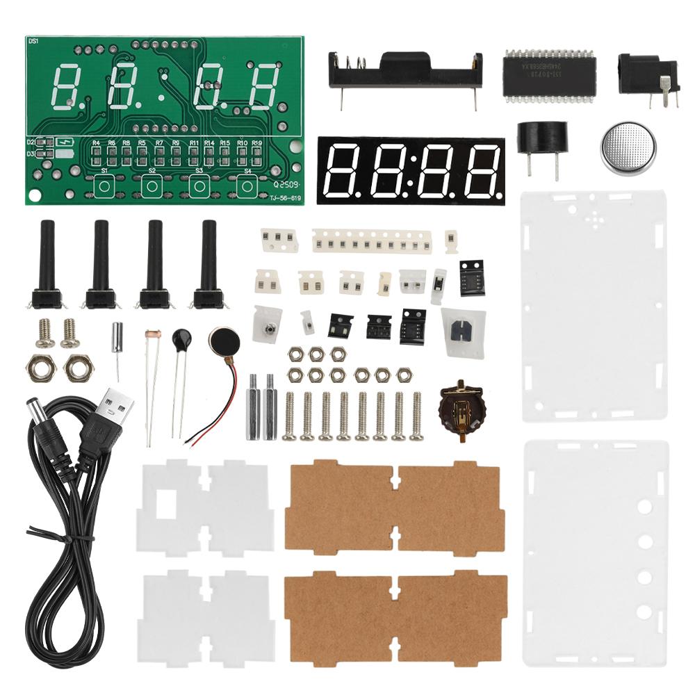 Многофункциональные цифровые электронные часы-будильник LED DC 5V, DIY-комплект, с функцией будильника, измерением температуры, таймером обратного отсчета, DC3.5*1.2mm