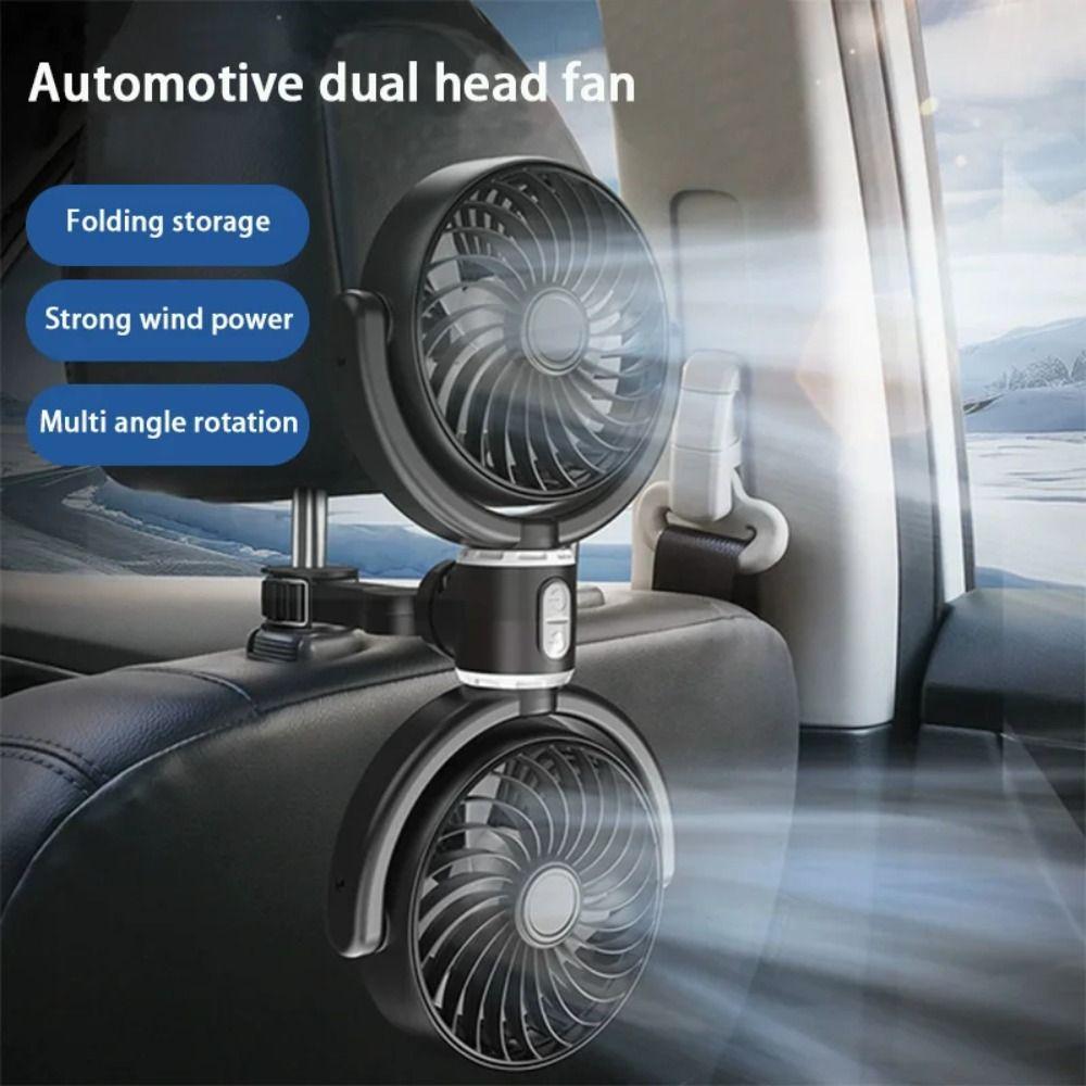 Multiple Speed Double Head Car Fan 360° Rotating Electric Fan Portable Car Seat Fan Summer