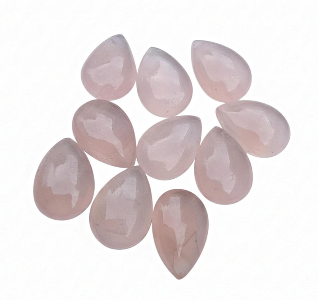 Натуральные кабошоны из розового кварца - Полированные кабошоны грушевидной формы - Лот - Нестандартные размеры