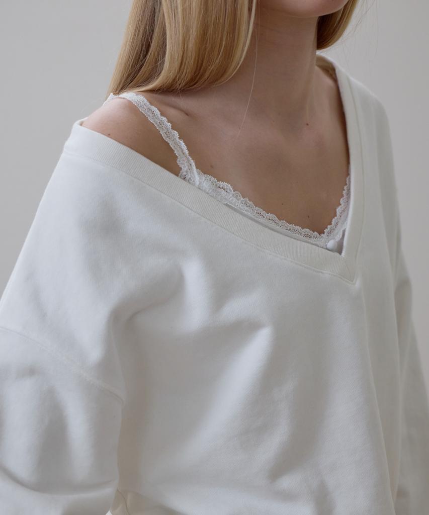 Rosefranz Deep V-Neck Sweatshirt [Ivory]