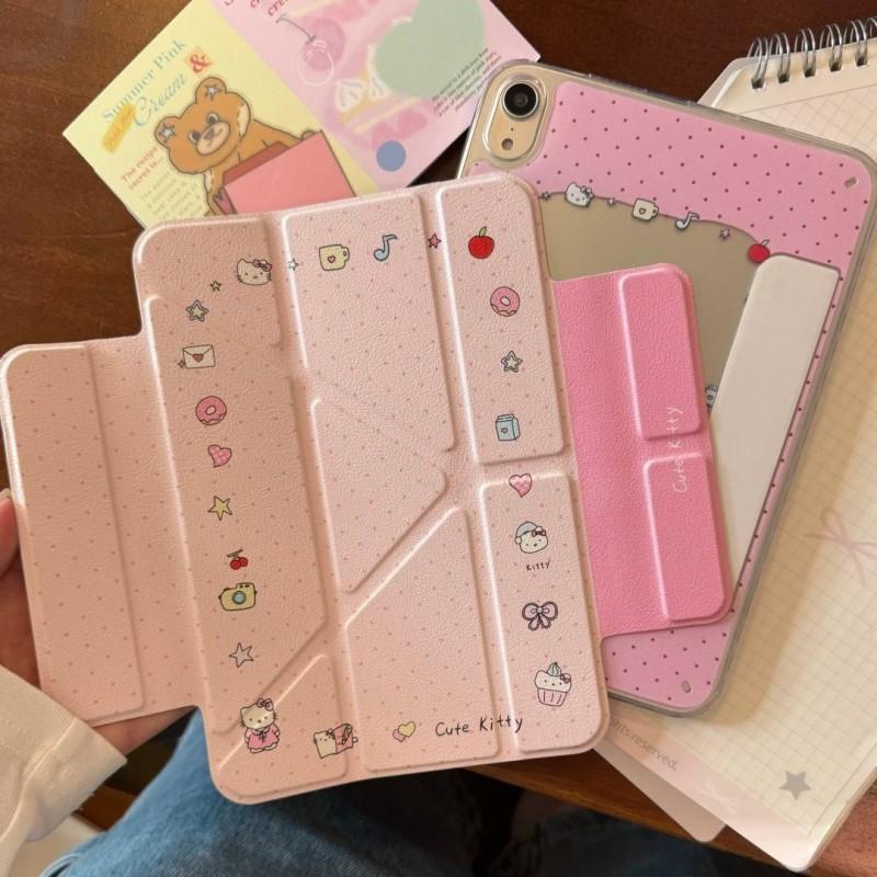 KT Cat Cartoon IPad Air Pro 11 13 Mini Case With Side-Attach Detachable Stand PC Shell Anti-Drop Cover Ins Style