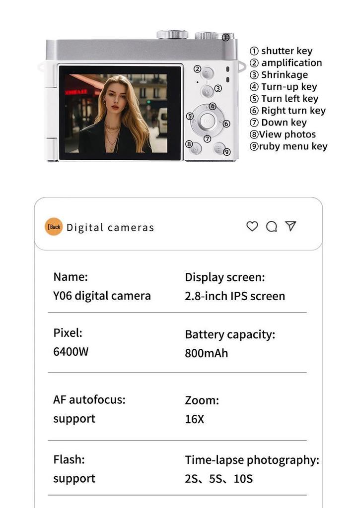 For Cross-Border 4K HD Flip Screen Retro Digital Camera with Phone Transfer Capability