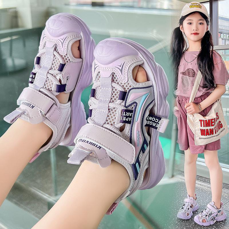 Детские нескользящие спортивные сандалии с закрытым носком на липучке - Мягкая подошва, пляжная обувь для мальчиков и девочек, от малышей до детей постарше