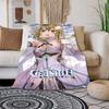 Genshin Impact Soft Plush Sofa Bed Throwing Cartoon  Modern Flannel Blanket Cover Gedruckt Bettdecke Geschenk Picnic Blankets