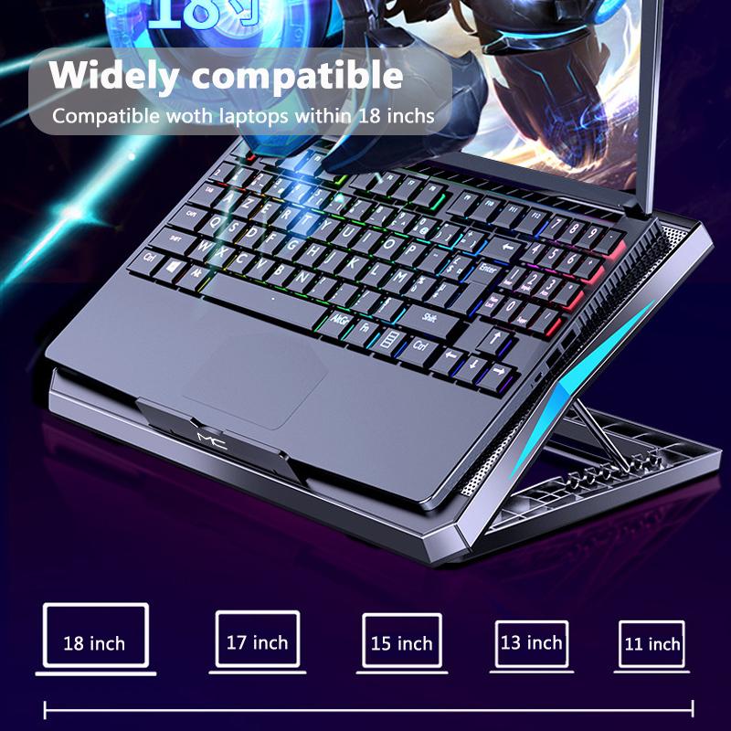 Регулируемый охладитель для ноутбука для игрового ПК, USB-отключение, охлаждающая подставка для ноутбука, подставка для ноутбука с шестью вентиляторами для ноутбука Macbook Pro