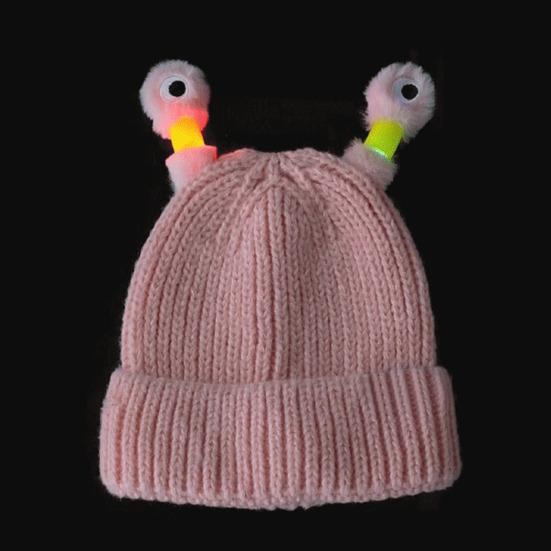 Шерстяная шапка с декором в виде антенны ночного светильника, теплая вязаная шапочка для детей, головной убор для катания на лыжах